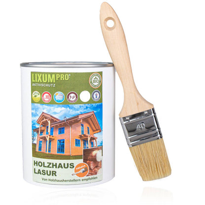 Biological wooden house & log house glaze - wood protection & wood care for inside & outside