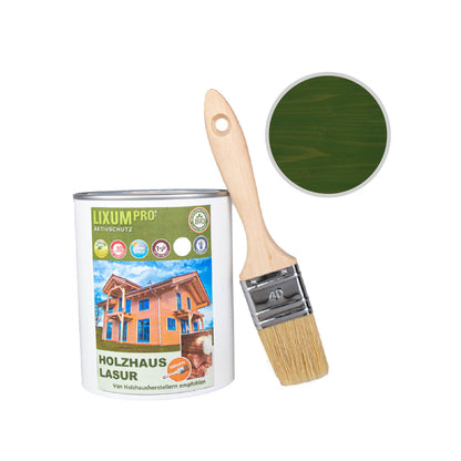 Biological wooden house & log house glaze - wood protection & wood care for inside & outside