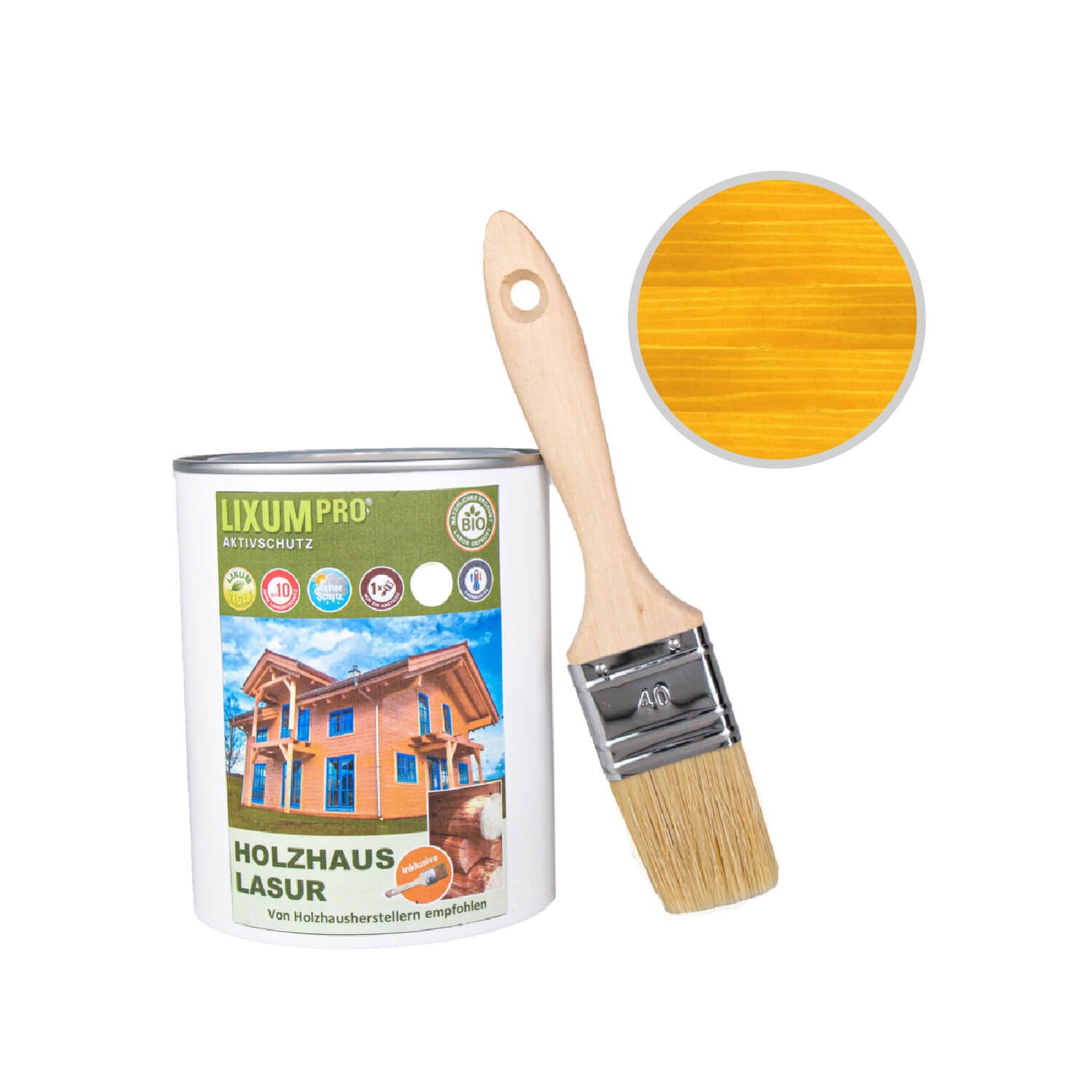 Biological wooden house & log house glaze - wood protection & wood care for inside & outside