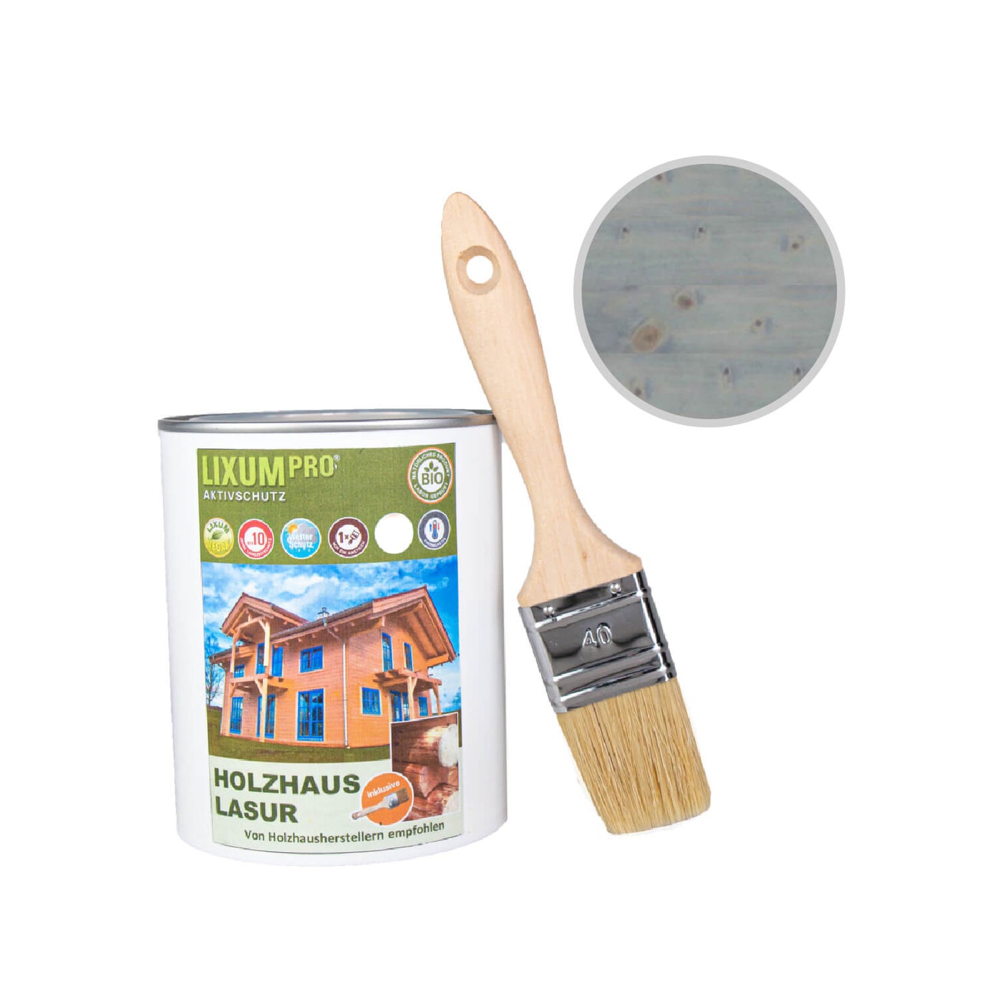 Biological wooden house & log house glaze - wood protection & wood care for inside & outside